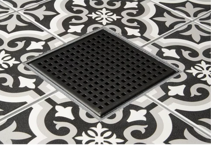 Stainless Steel Square Shower Drain, Square Pattern Drain Cover, Matte Black