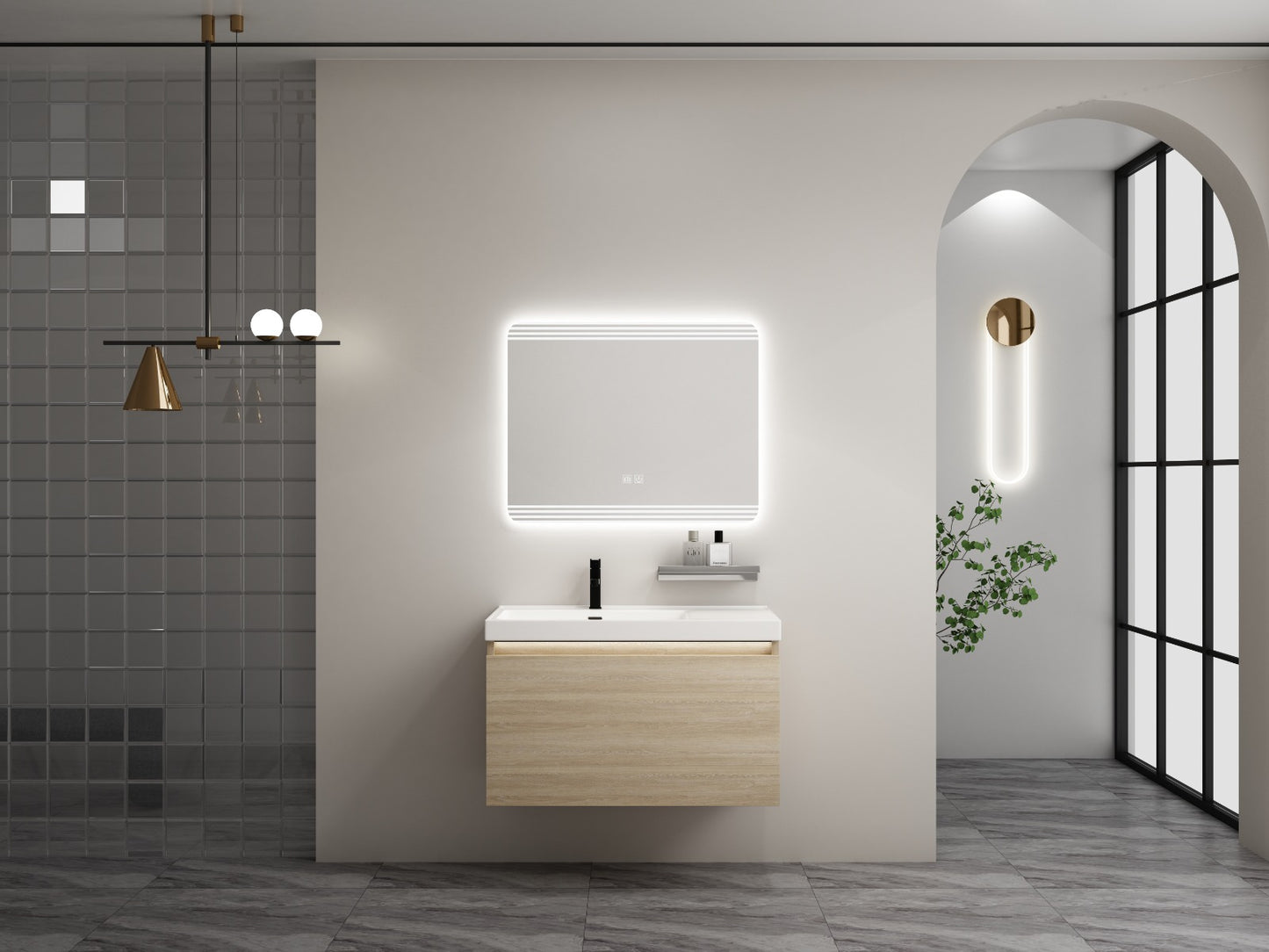 Plywood Bathroom Cabinet set with Melanine Finish