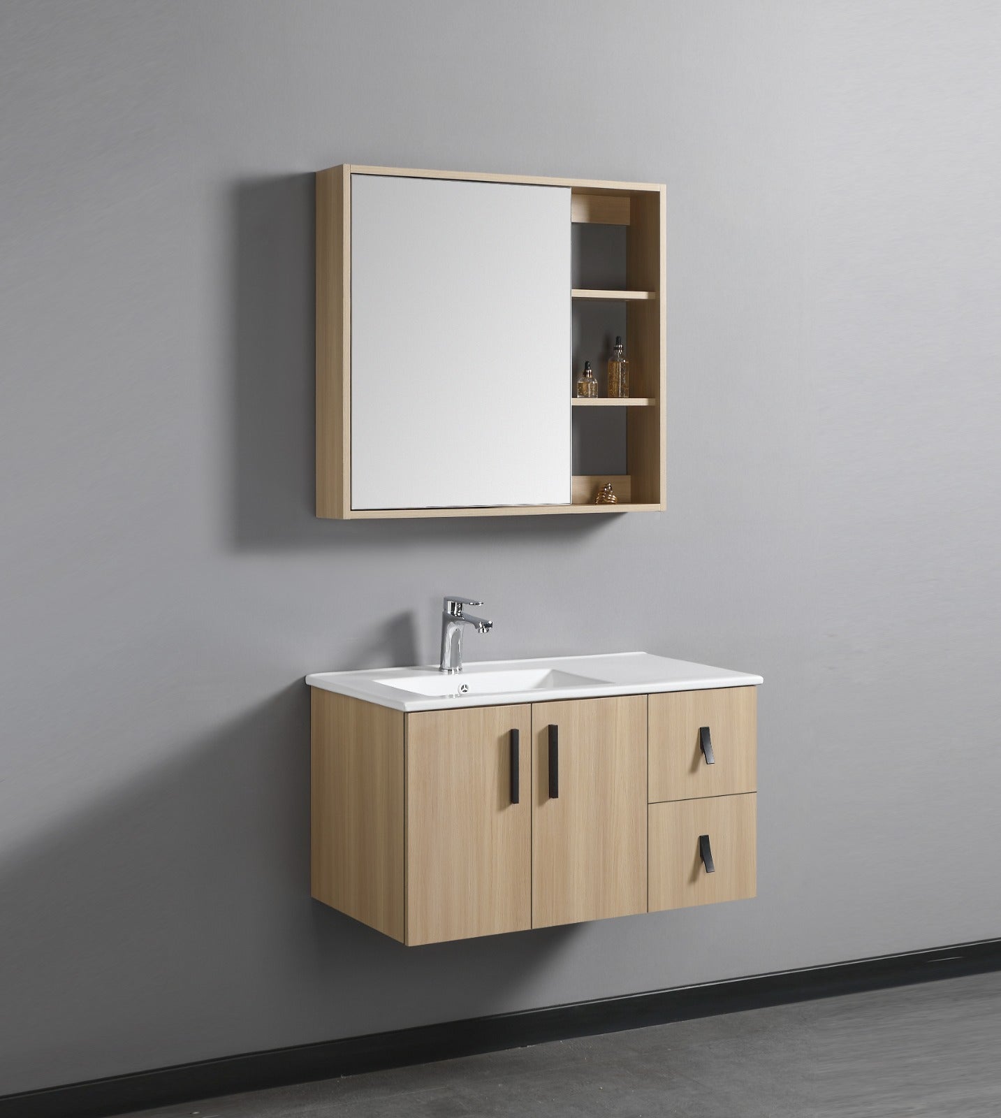 Plywood Bathroom Cabinet set with Melanine Finish